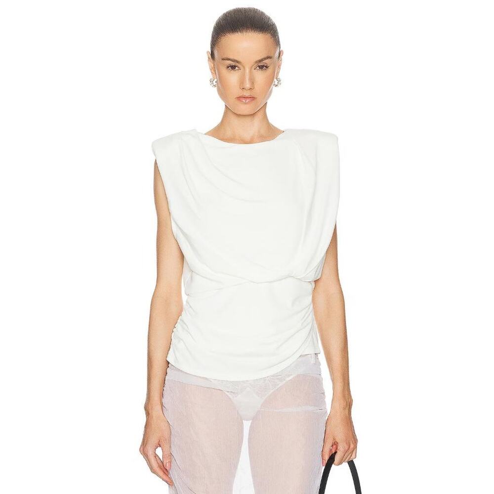 SIMKHAI Women's Daton Draped Top Size L In Ivory
